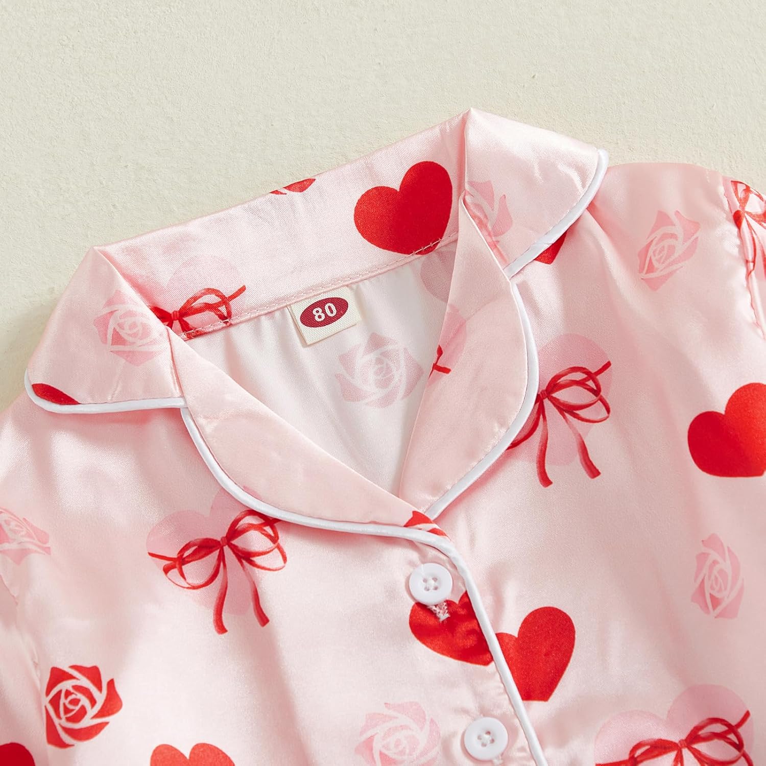 Qiylii 2-Piece Baby Girl Satin Pajamas Feather Trim Button-Up Pajamas Sleeper Silk Shirt Pant Toddler Long Nightgown - Image 4