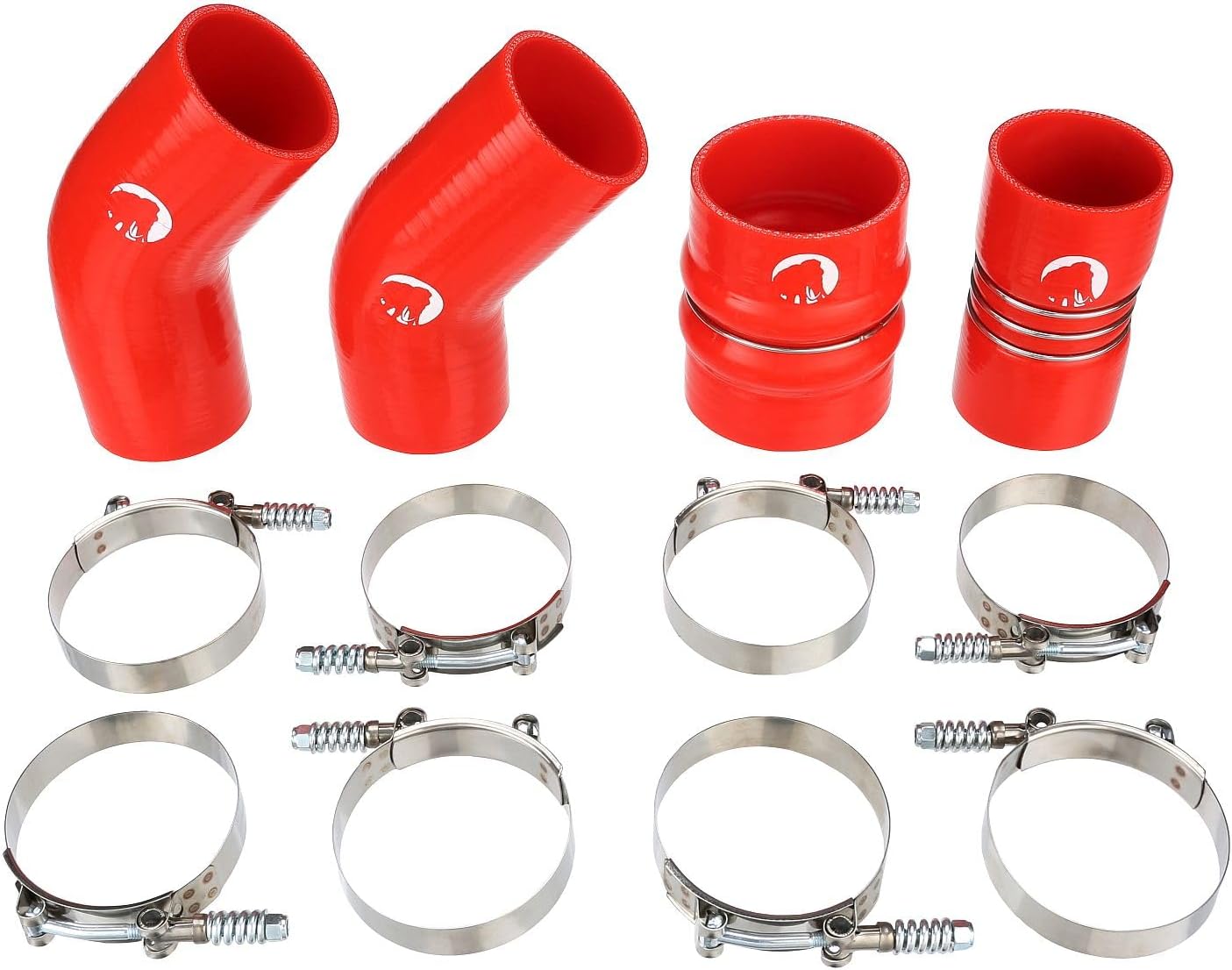 Heavy Duty Silicone Intercooler Boot Kit Compatible with 2019-2025 Dodge Ram 2500 3500 Cummins 6.7L Diesel (Red)