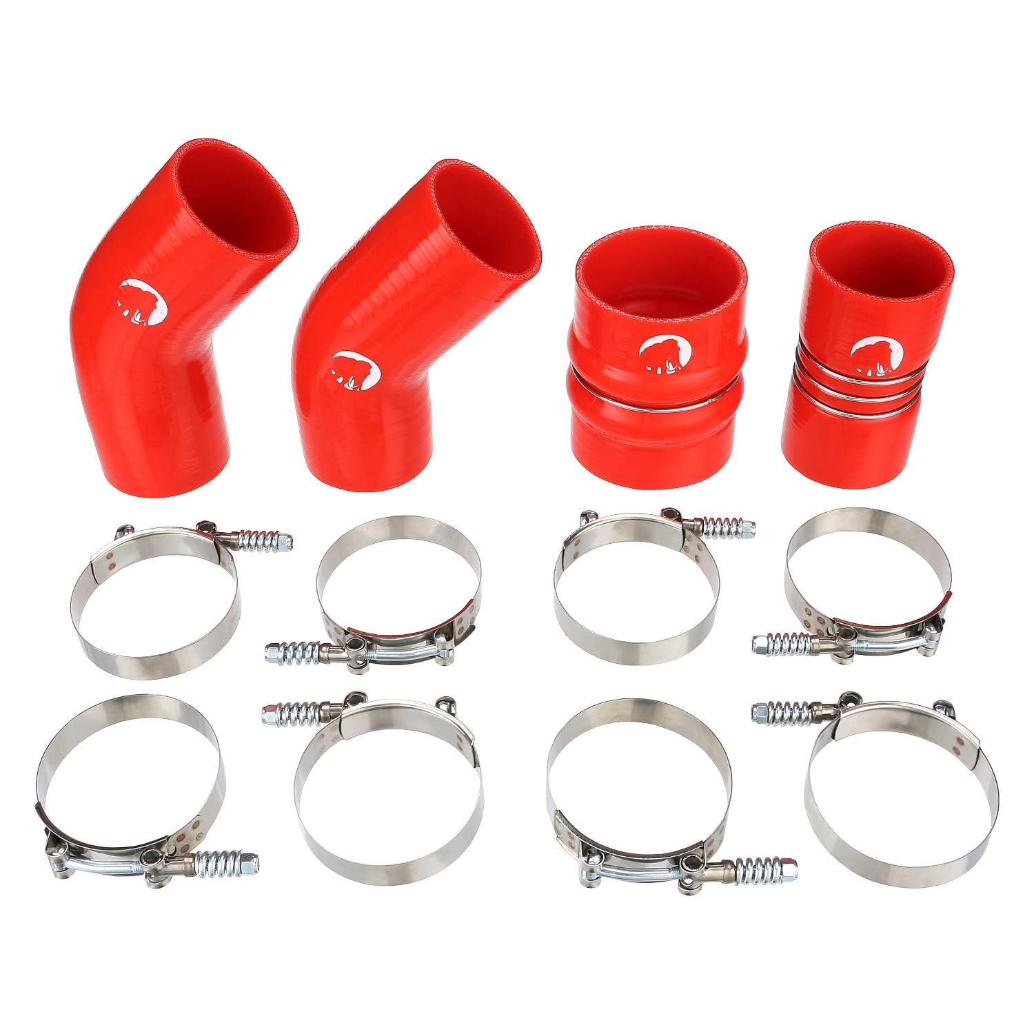 Heavy Duty Silicone Intercooler Boot Kit Compatible with 2019-2025 Dodge Ram 2500 3500 Cummins 6.7L Diesel (Red)