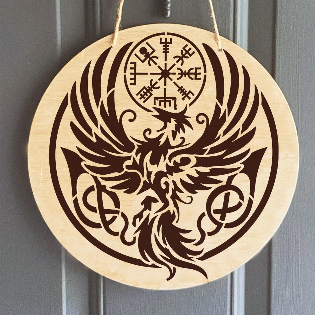 FINGERINSPIRE 4PCS Viking Pattern Stencil Set: 11.8x11.8 inch Viking Dragon, Phoenix, Skull, Knot Stencil for Painting on Wall, Wood, Fabric - Image 7