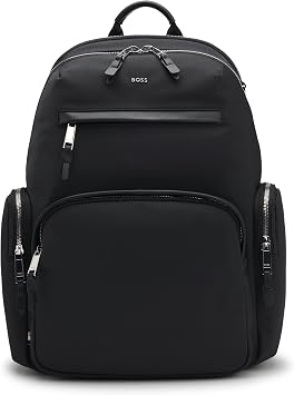 BOSS Mens Highway N Backpack with leather trims and two-way zip Size One Size