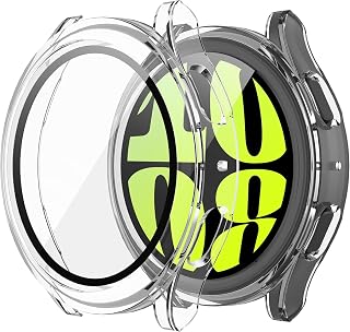 CASENED Tempered Glass Protective Case for Galaxy Watch 6 44mm – Ultra-Thin Anti-Fall Tough Protective Cover