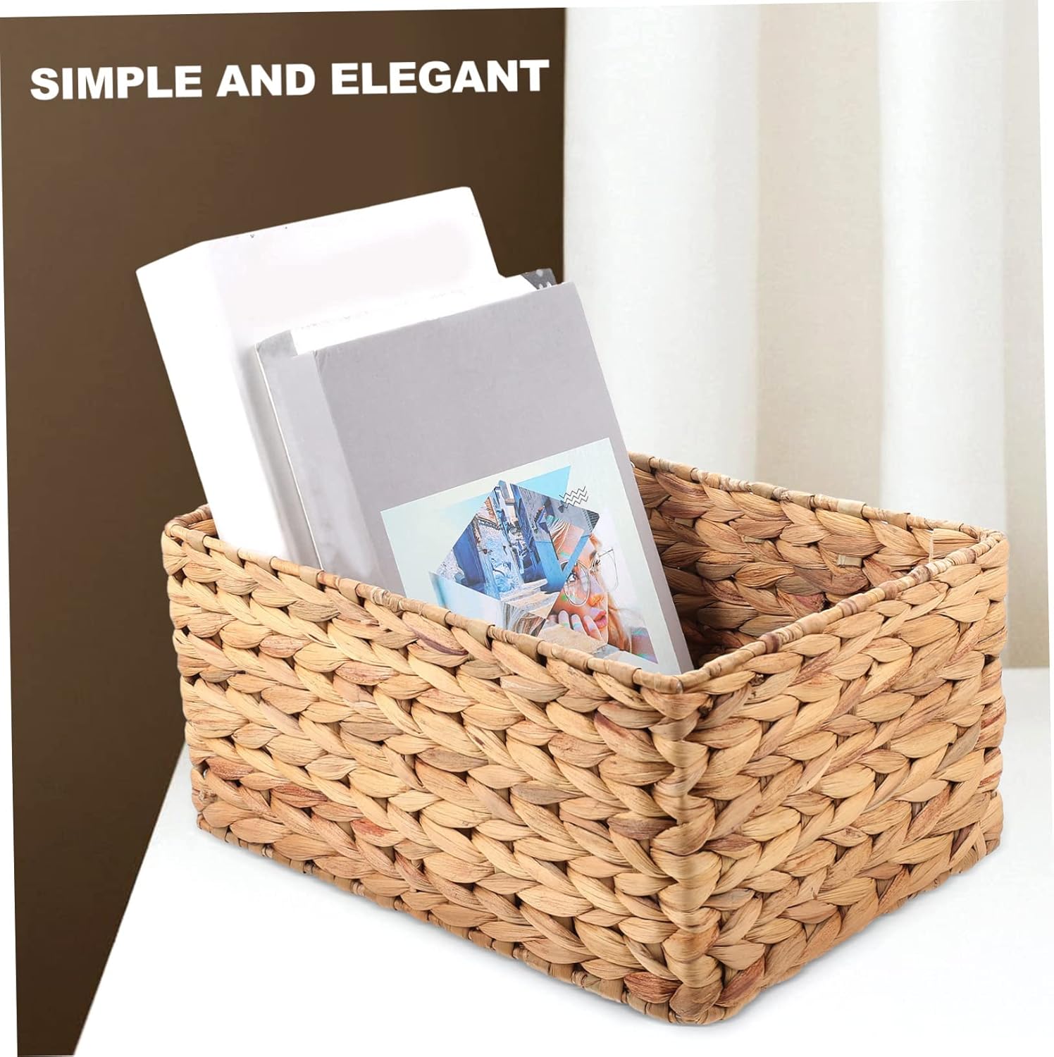 Woven Storage Basket Set Hyacinth Wicker Baskets for Organizing Decorative Handcrafted Storage Bins for Home Nursery Picnic
