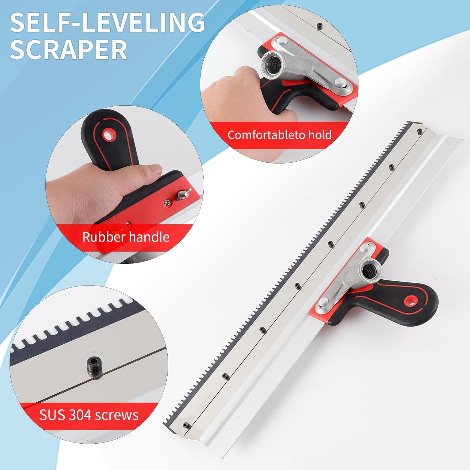 Self-Leveling Epoxy Floor Tool Kit with 20" Spiked Roller, 22" Epoxy Squeegee, 9" Bubble Buster Roller, Extension Poles, Spiked Shoes, and Gloves for Concrete Coatings & Paint Applications