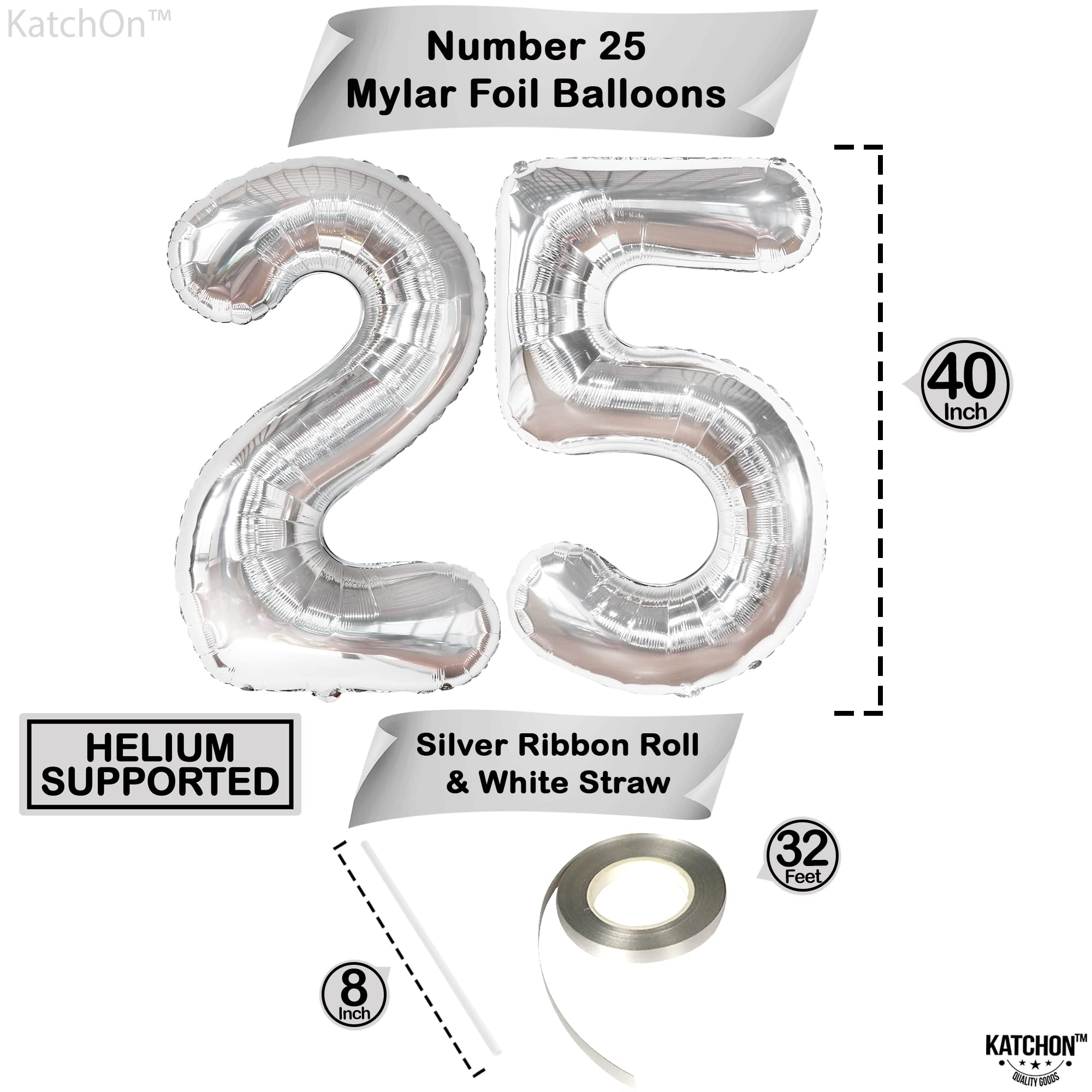 ミニバルーン25個セット Amazon | KatchOn 大きなシルバー 25個のバルーン - 40インチ | 25歳の