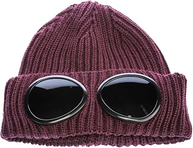 CP Company Goggle Beanie Hat in Plum 