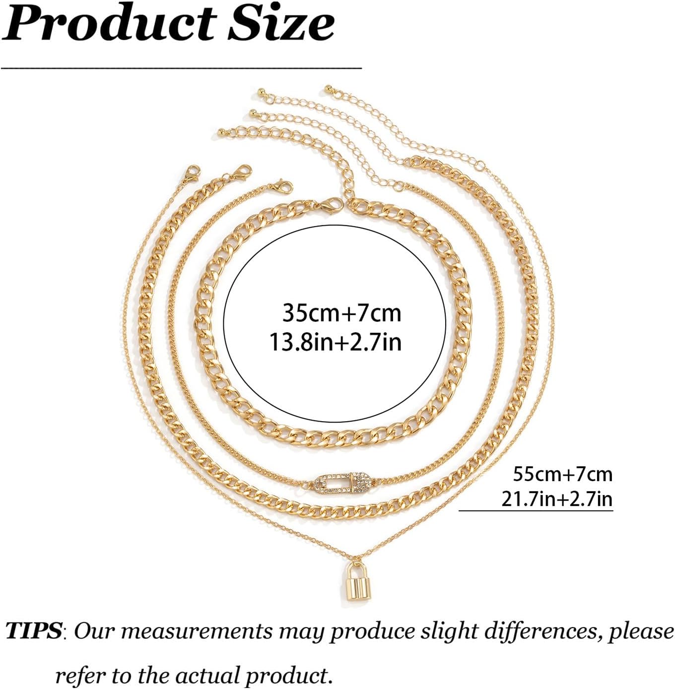 Layered Necklaces for Women Chunky Gold plated Lock Charm Dainty Statement Chain Choker Layered Stacked Womens Necklaces Trendy Birthday Jewelry Gifts - Image 6