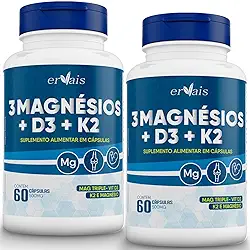 3 Magnésio Malato Taurato Bisglicinato D3 K2 MagTriple MK-7 menoquinona - 2 Frascos