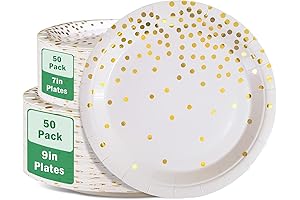 White and Gold Paper Plates Party Supplies
