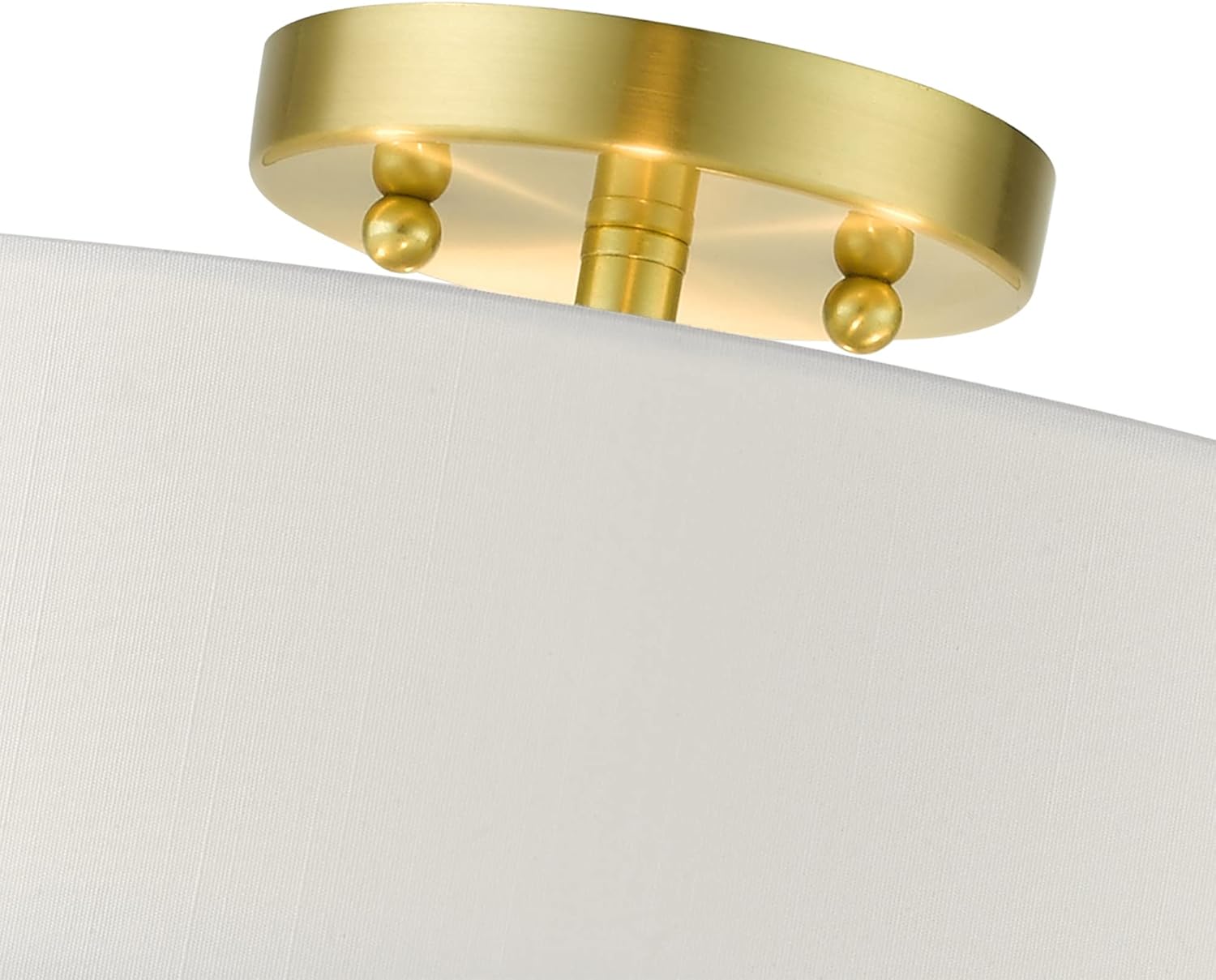 Livex Lighting 51045-12 Meridian Collection 4-Light Semi Flush Mount Ceiling Light with Off-White Hardback Fabric Shade, Satin Brass, 18 x 18 x 9