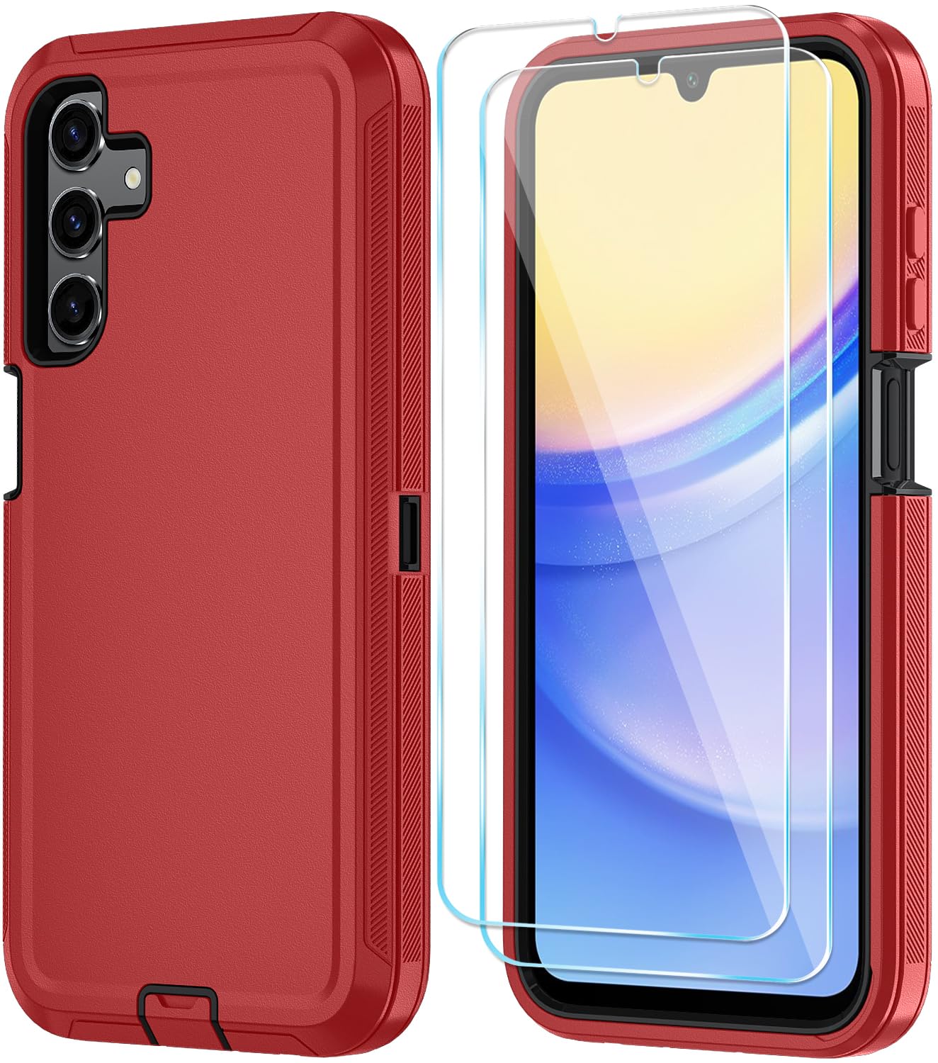 Qinmay Phone Case for Samsung Galaxy A15 5G Case with HD Screen Protector, Heavy Duty Shockproof & Dropproof 3-Layer Cover Phone Case for Galaxy A15,