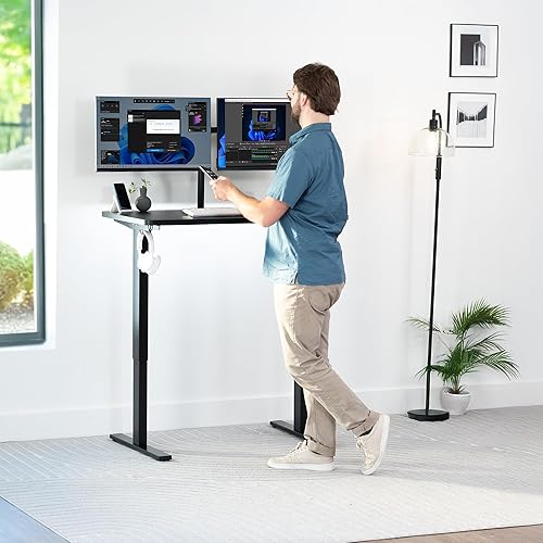 Vista 228 de VIVO DESK-TOP60G - Mesa universal de una pieza de 60 x 24 pulgadas, color gris oscuro, para marcos de escritorio estándar y sentados a pie, altura