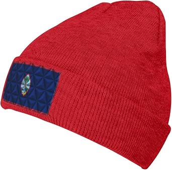 Flag of Guam with Polygon Effect Beanie Hat Acrylic Knit Warm Winter Hats for Women Men Skull Cap