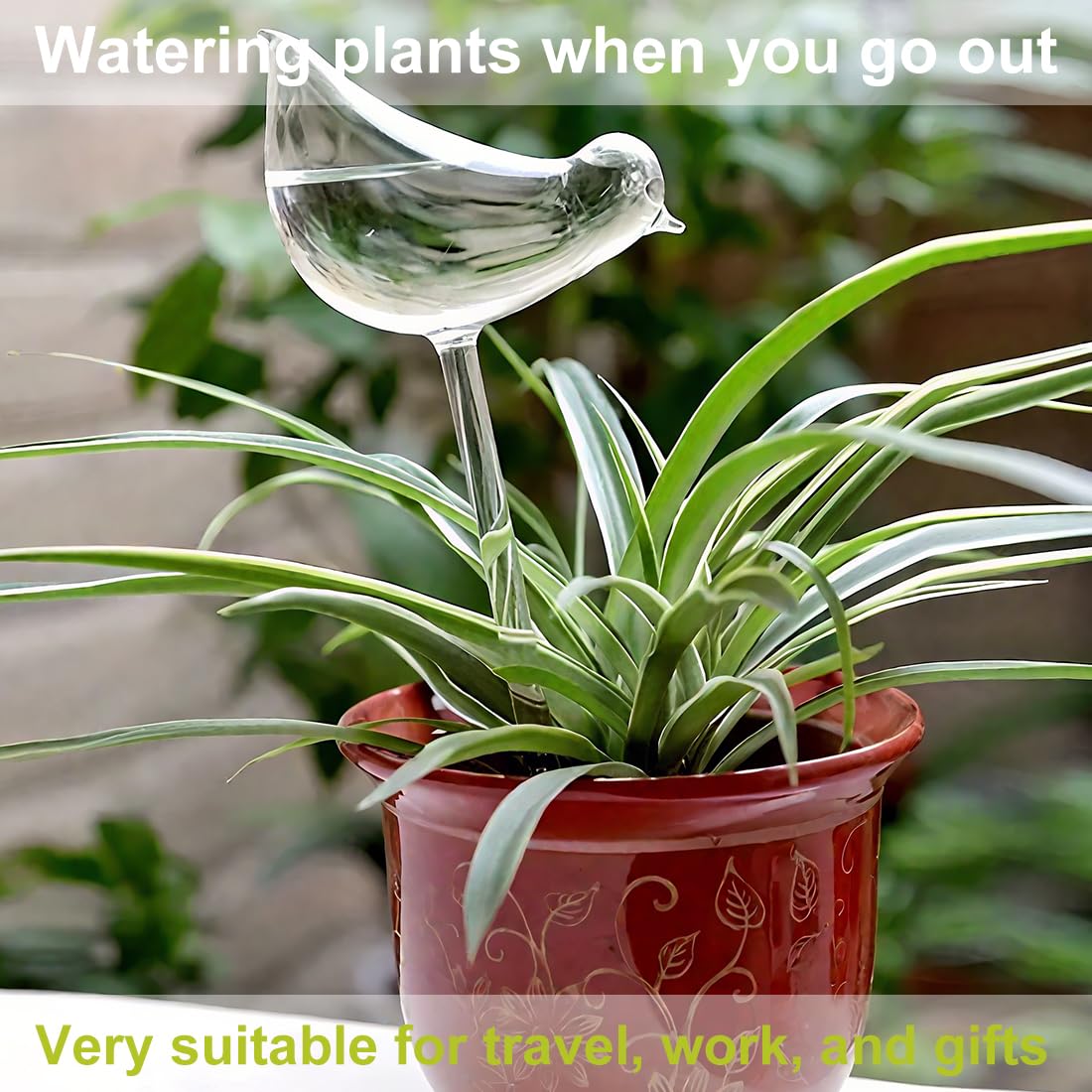 4 Pièces Boules D'Irrigation Automatique pour Plantes, Arrosage Automatique, Système d'Arrosage Goutte à Goutte Transparent pour Plantes D'Intérieur et D'Extérieur, Forme d’oiseau