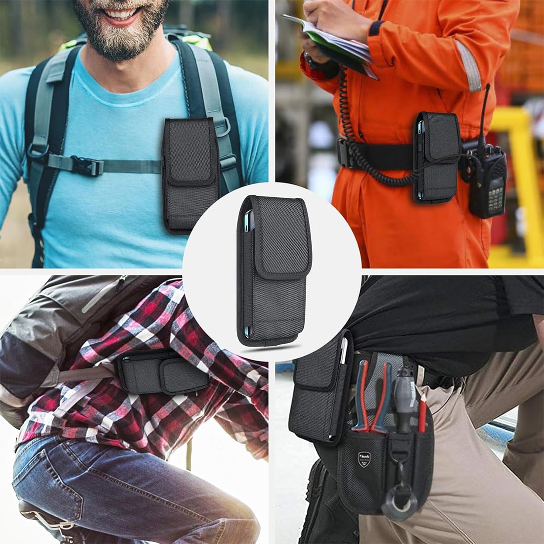 Funda de teléfono móvil de doble capa para hombre, bolsa de cintura Funda de teléfono móvil de doble capa para hombre, bolsa de cintura