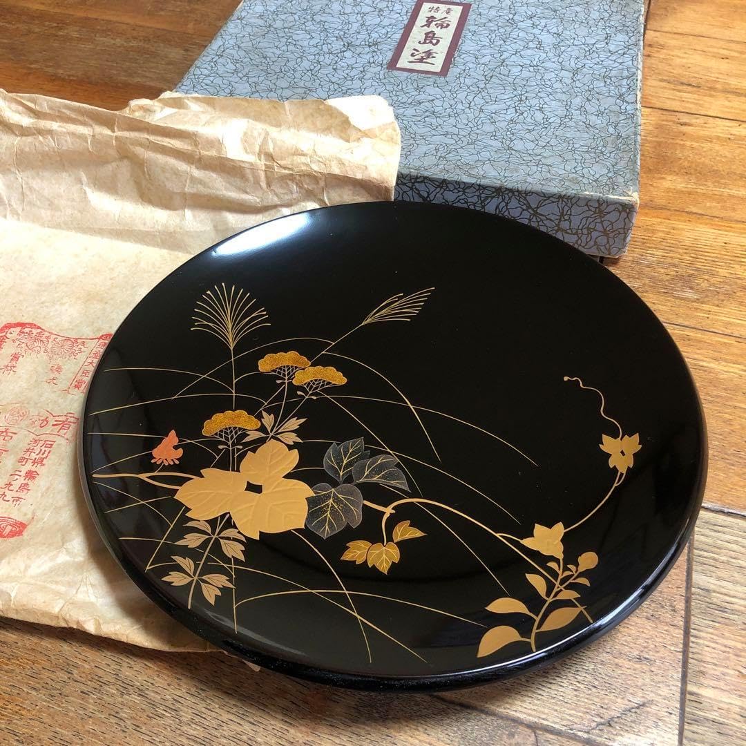 輪島塗り秋草名々菓子皿5客 輪島塗り秋草名々菓子皿5客