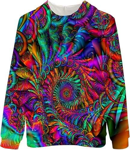 Miniatura 2 de Sudadera con capucha y cremallera para hombre con estampado psicodélico de fantasía