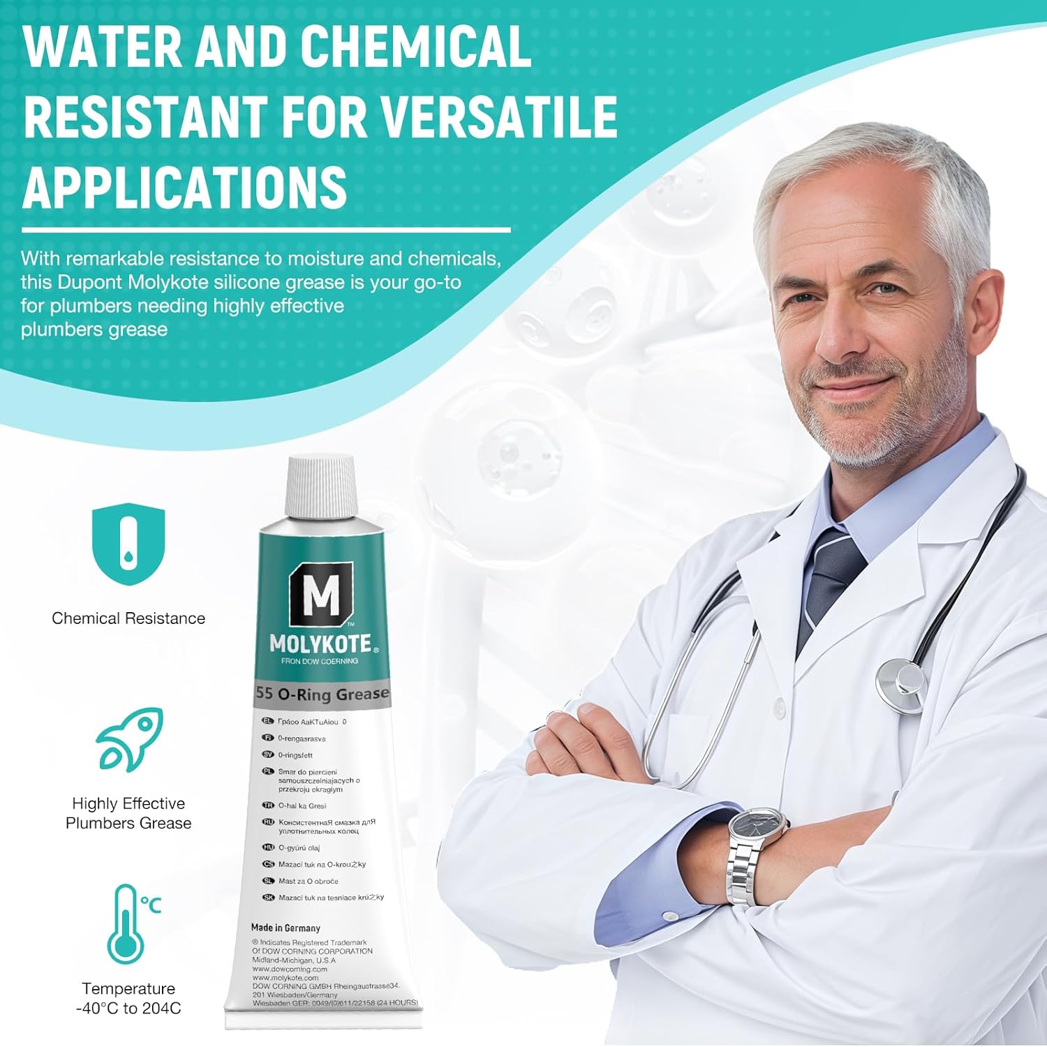 Molykote 55 O-Ring Grease 100g Lubricant Used to Protect and lubricate Seals Such as O-Rings to Prevent Leakage and Extend Seal Life, Anti-wear Resistant to high and Low temperatures