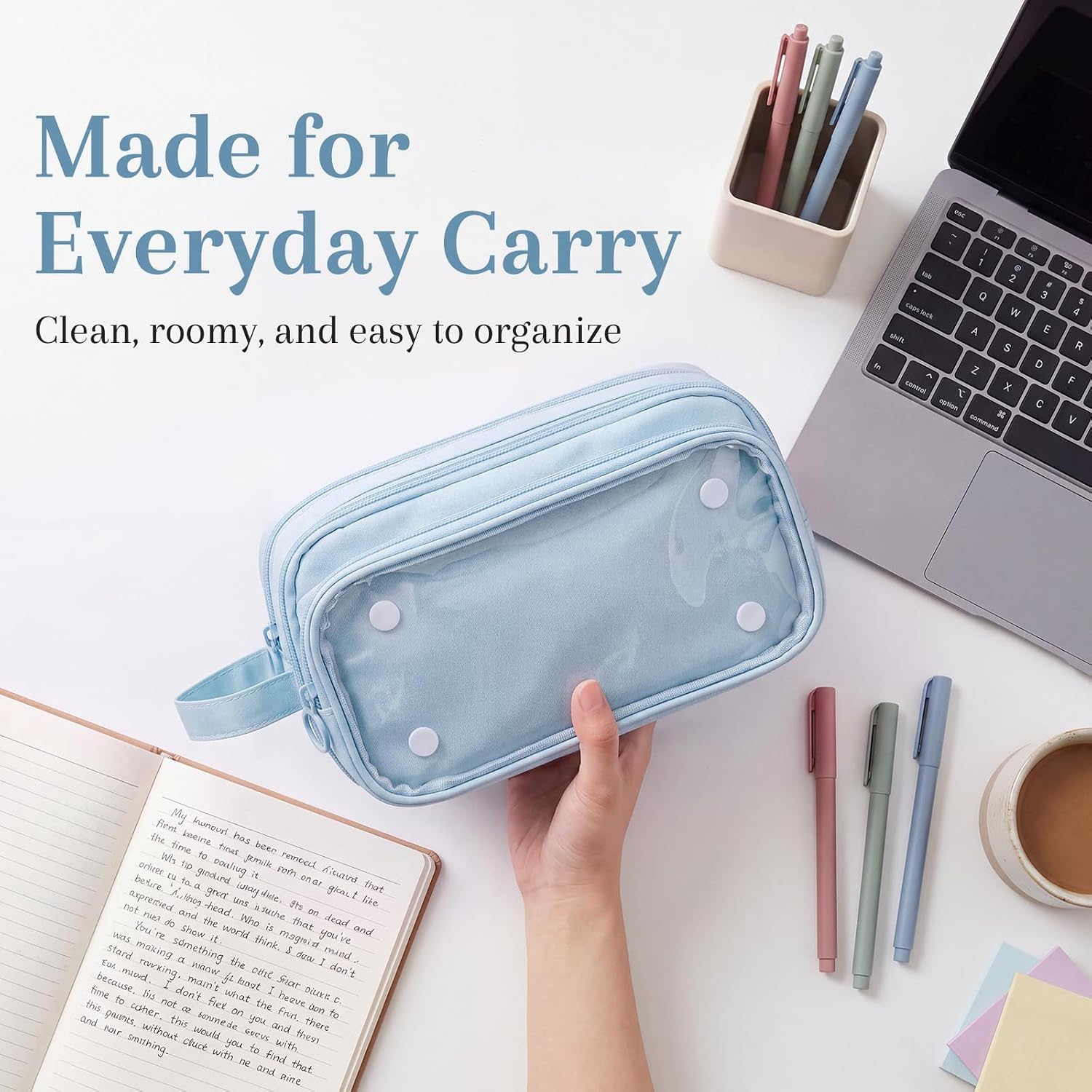Large Capacity Pencil Case, Detachable Clear Pocket Organizer