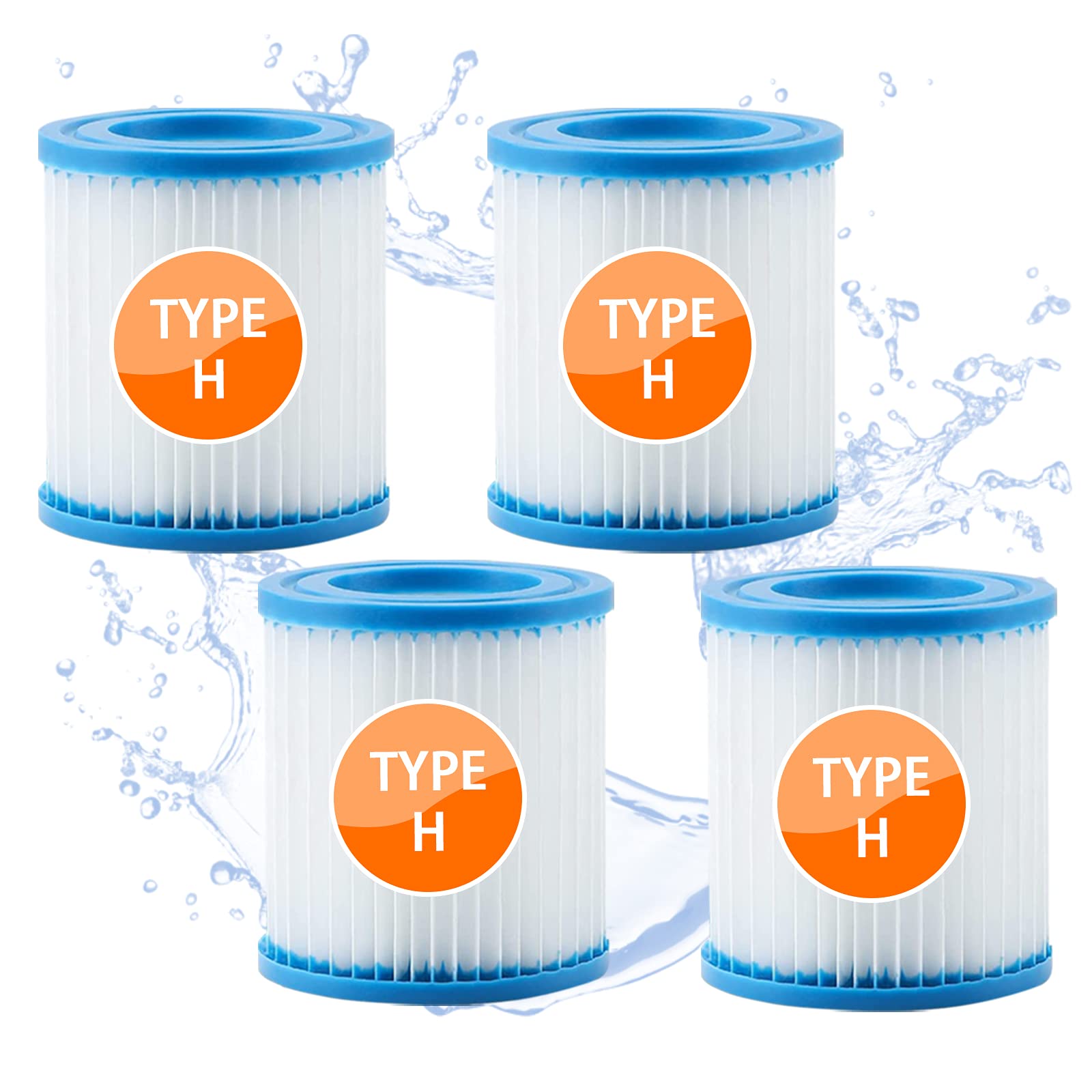 Filtros de Piscina Tipo H, Cartucho de Filtro para Intex, Filtro Piscina Tipo h (4 Unidades)