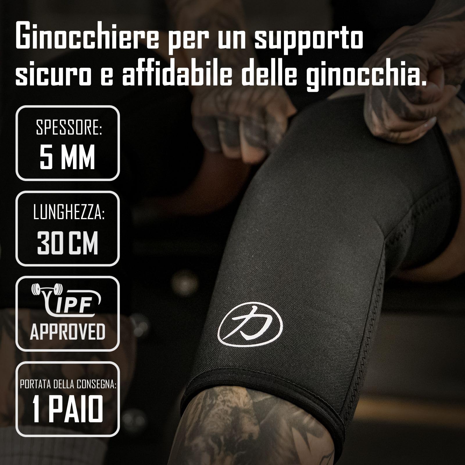 Ginocchiere In Neoprene 5mm Per Powerlifting E Squat – Coppia M Nera, Supporto Articolare Uomo/Donna
