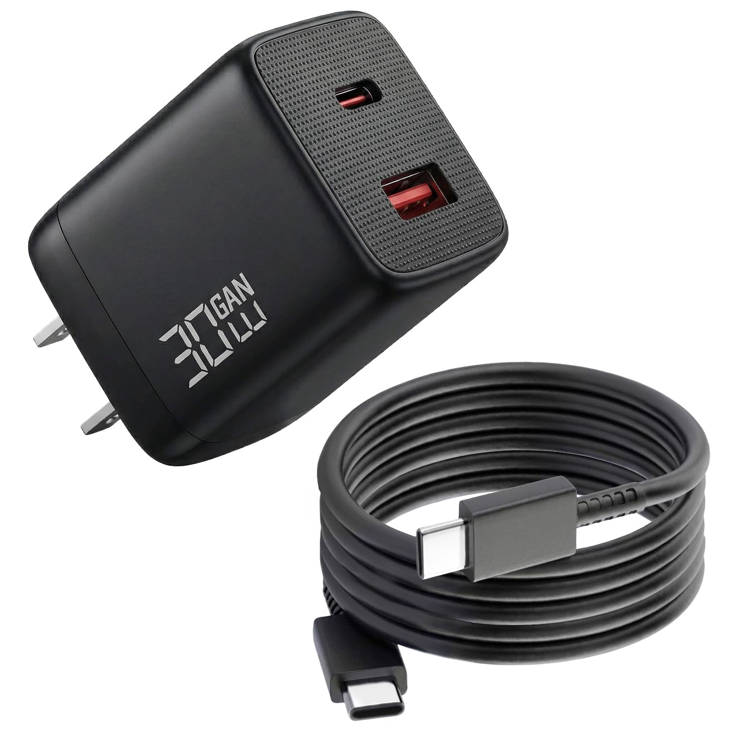 30W GaN USB C Charger Block with 5ft Cable Dual Port C A Fast Wall Plug for Google