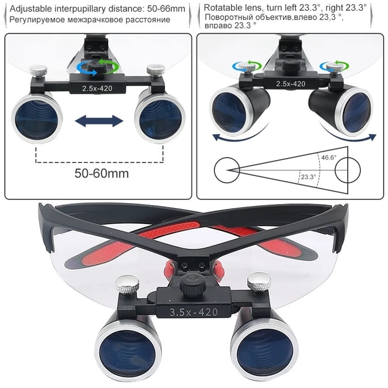 Lupa Binocular Dental Ultraligera 2.5X 3.5X para Odontología