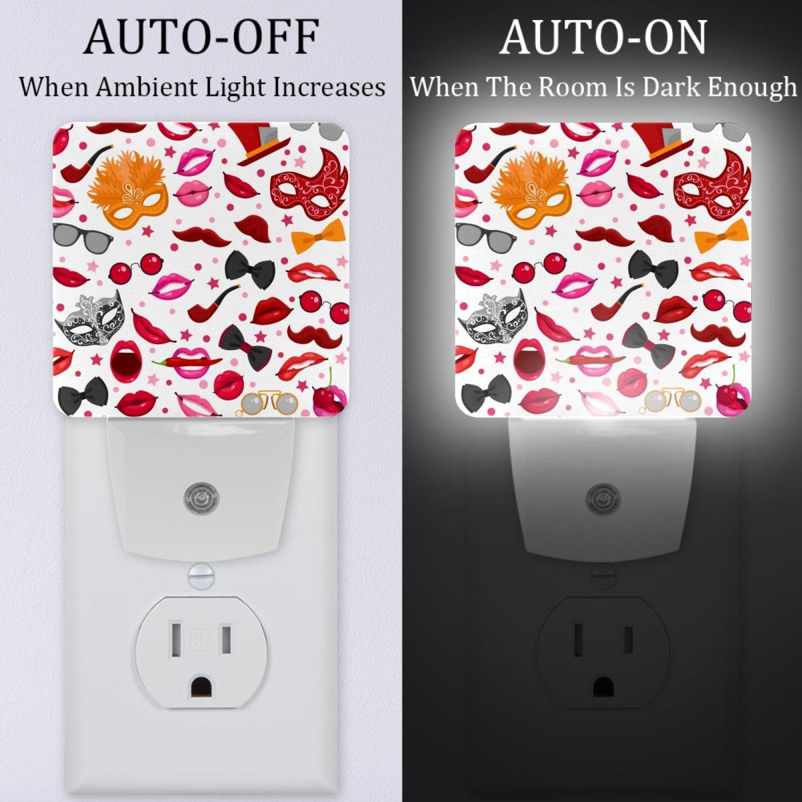 Luci Notturne Rosse A LED Con Spina, 2 Pezzi – 0,5W, Sensore Crepuscolare, Accensione Automatica, Luce Calda Per Sonno, 7,6x4,8x11,4 Cm