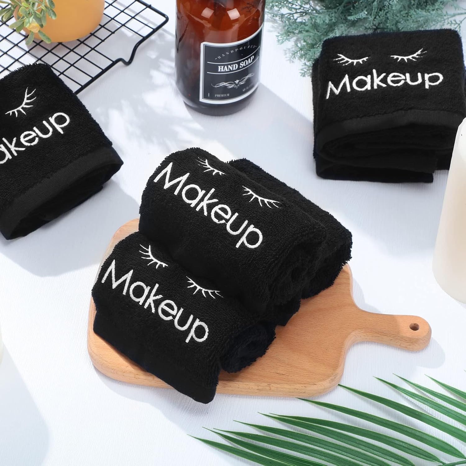 Shimeyao 13x13 Inch Black Makeup Towels Bulk Reusable Makeup Washcloths for Face Facial Remover Washcloths Absorbent Cotton Towel for Salon Spa Women Skin Care(36 Pcs,Classic)