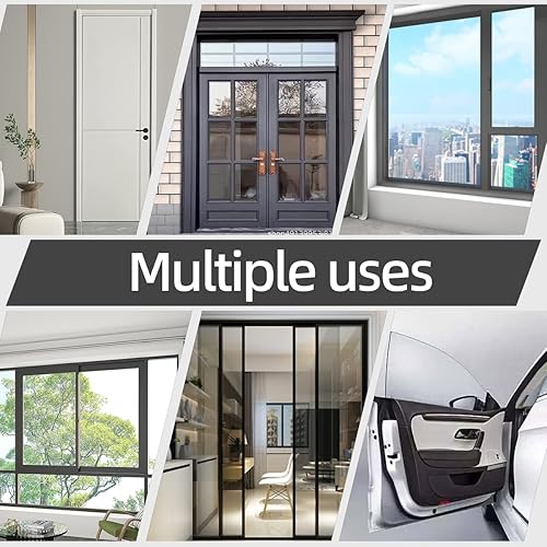 Miniatura 7 de Tira de sellado de puerta de 19.7 pies, tira de sellado de goma autoadhesiva en forma de D, burlete de puerta insonorizado para ventana (blanco)