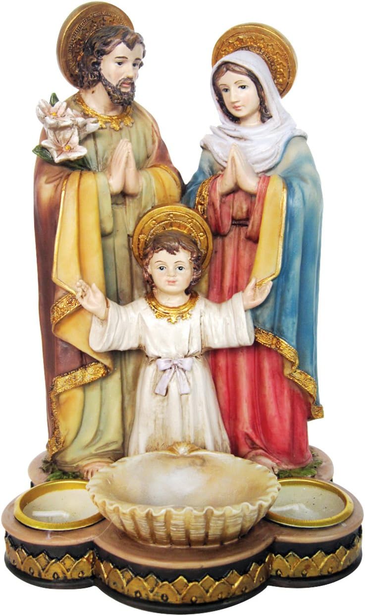 8 Inch Holy Family Statue with Candles and Water Holder