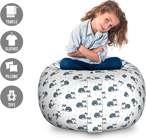 Miniatura 264 de Lunarable Silla de almacenamiento para adolescentes, coloridos patines de estilo retro, para actividades juveniles, para niñas y niños, divertido
