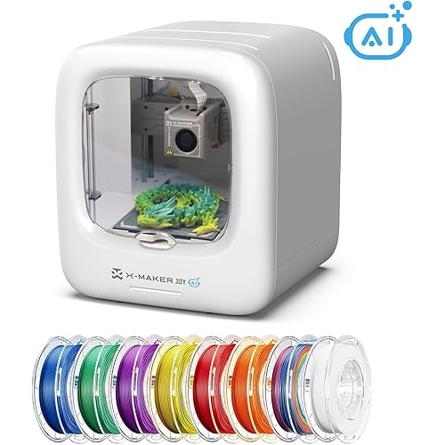 AI-Powered 3D Printer for Kids, 3D Printer with 8 PLA Filament Set, AI Design App, Huge Toy Library, Up to 400mm/s Faster Speed, W/ 16+ Mini 3D Design Module, App Control, X-Maker Joy AI+
