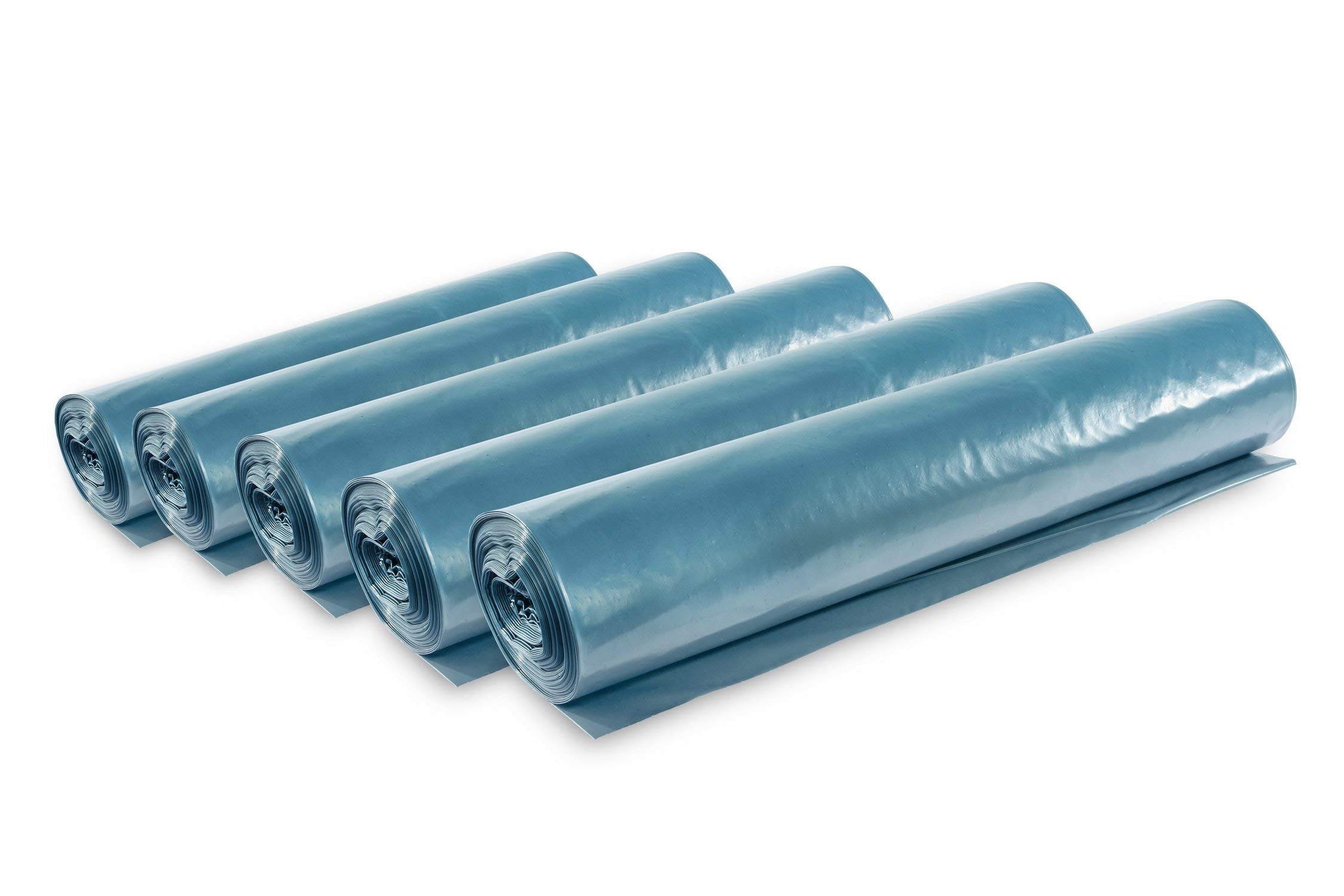 Müllsäcke 120L (5 x 15 Beutel), Typ 100 LDPE – 700x1100 mm – extra reißfest & blickdicht – blaue Abfallsäcke für Haushalt, Gewerbe & Industrie
