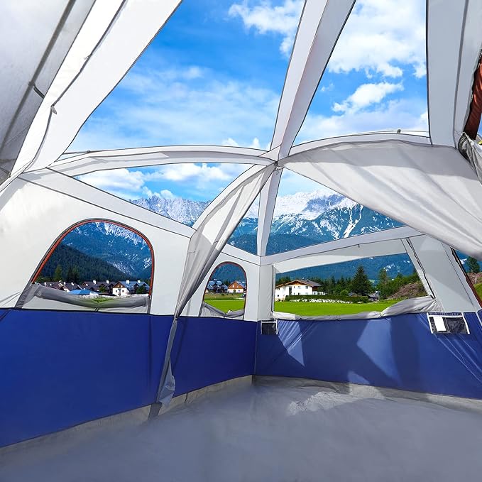 Carpa para Camping CAMPROS CP para 12 Personas, 2 Habitaciones, Impermeable miniatura 2