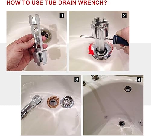Miniatura 6 de HAUTMEC Llave de agua de 4 vías Sillcock paquete de llaves con llave extractora de drenaje de bañera y llave de lavabo