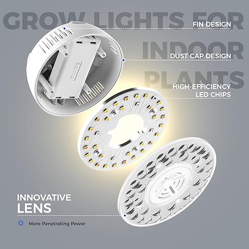 Miniatura 8 de Barrina Orbgrow OG09 Puck - Luz LED de cultivo con LED rojos de 660 nm, 18 W (2 x 9 W, equivalente a 270 vatios), luces de plantas para plantas