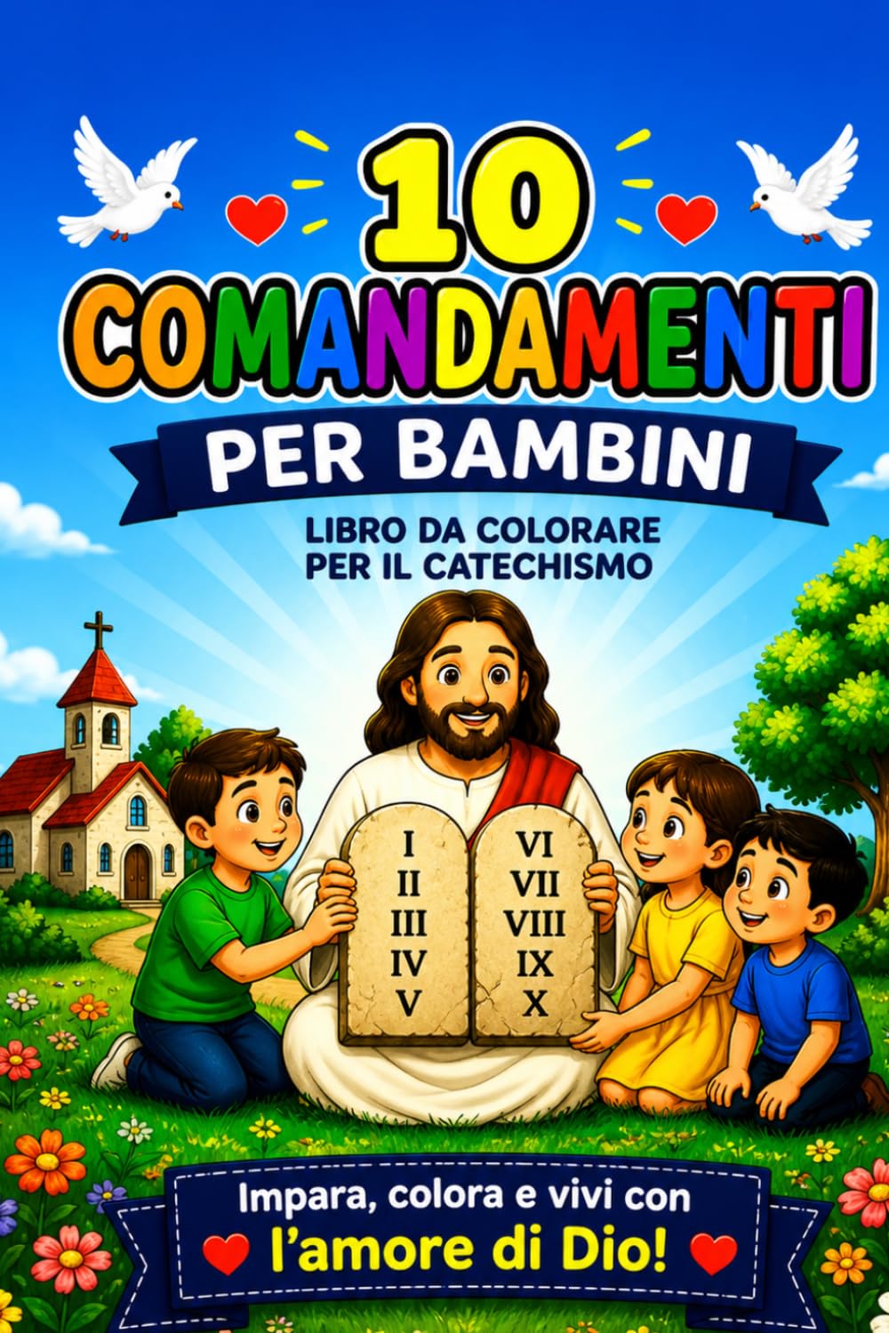 10 Comandamenti per Bambini: Libro da colorare per il catechismo