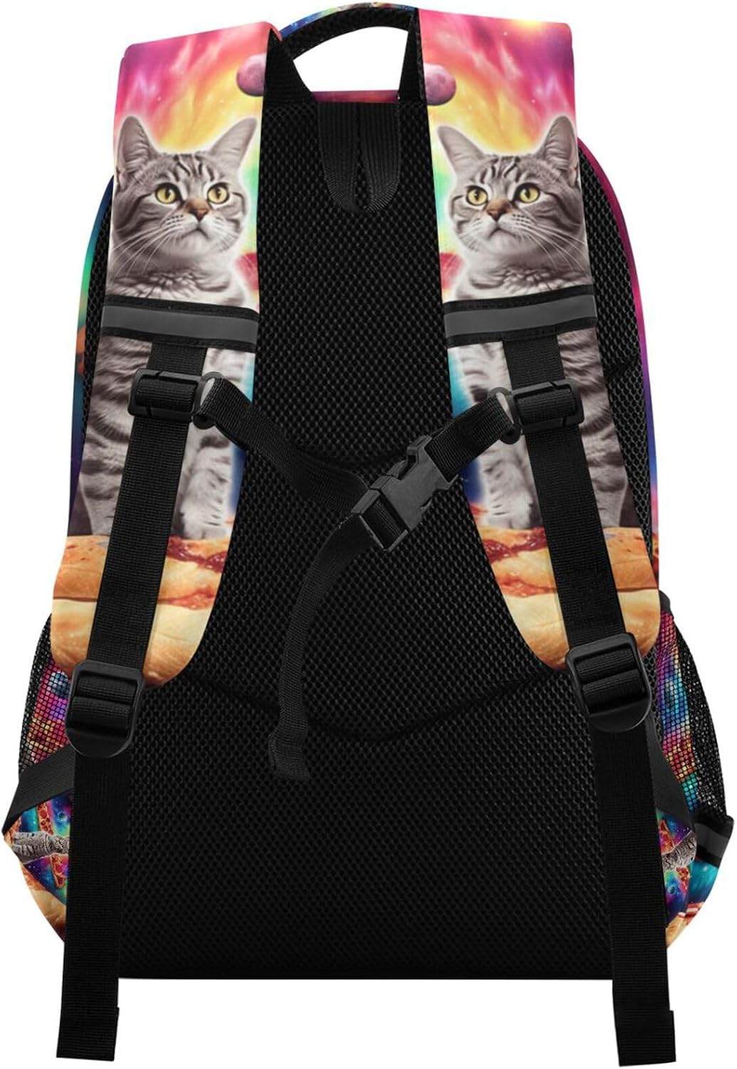 Cat Pizza Planets Space Backpack 3rd 4th 5th Grade School Bookbags Travel Laptop Daypack Bag for Boys Girls