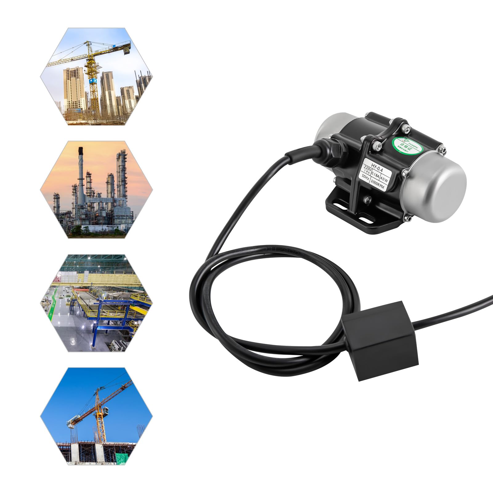 Motore a vibrazione, motore elettrico a vibrazione ad alta frequenza, motore a vibrazione, 3000 giri/min, 220 V, per carbone minerario, 40 W/50 W/60 W (40 W)