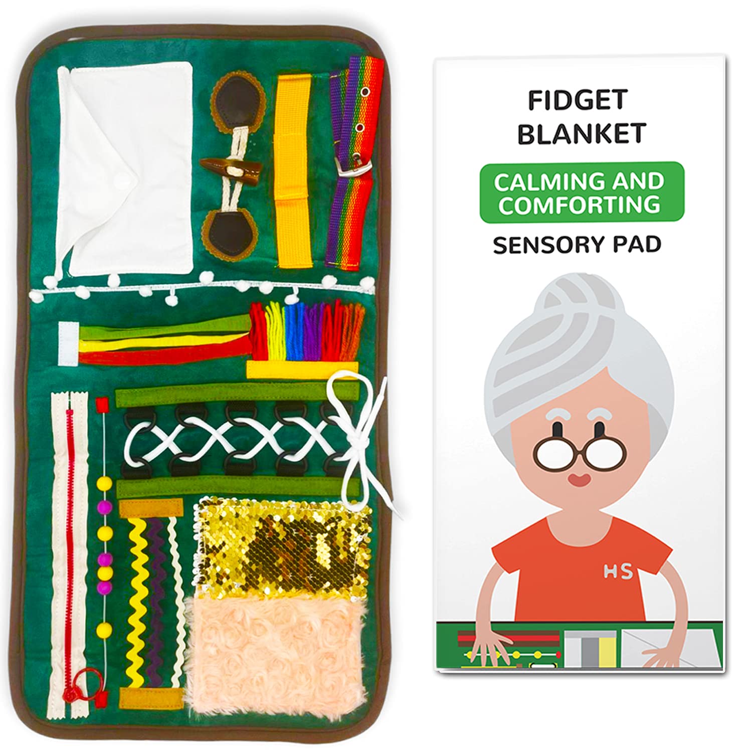 Fidget Blanket for Dementia | Calming Dementia Activities for Seniors | Dementia Products for Elderly | Sensory Blanket That Helps Alzheimer’s, Dementia, Asperger’s, Anxiety
