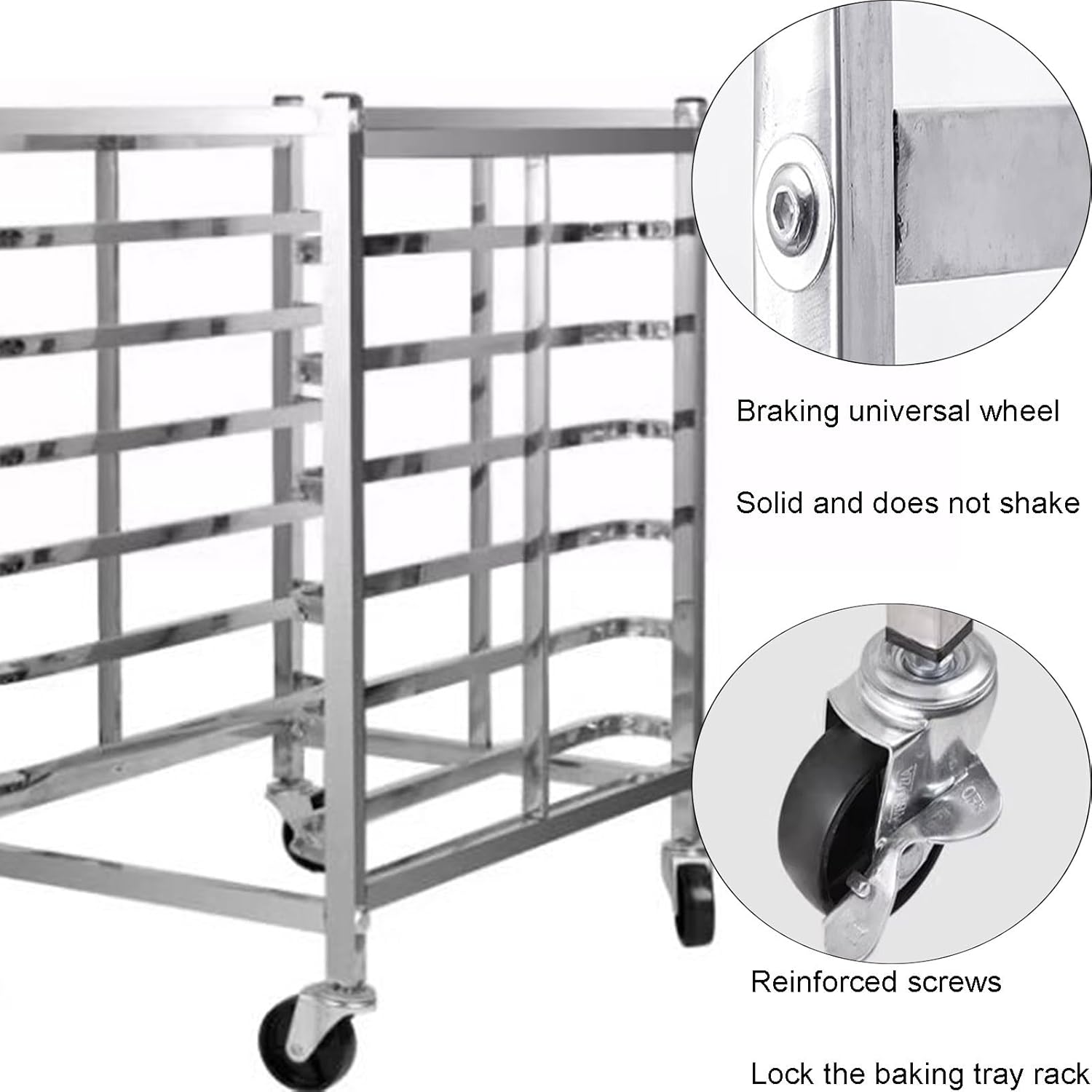 20-Tier Mobile Rack with Wheels - Heavy-Duty Bakery Cooling Rack for Kitchen & Restaurant - Stainless Steel Bread Display Storage (46.5x60x137cm)