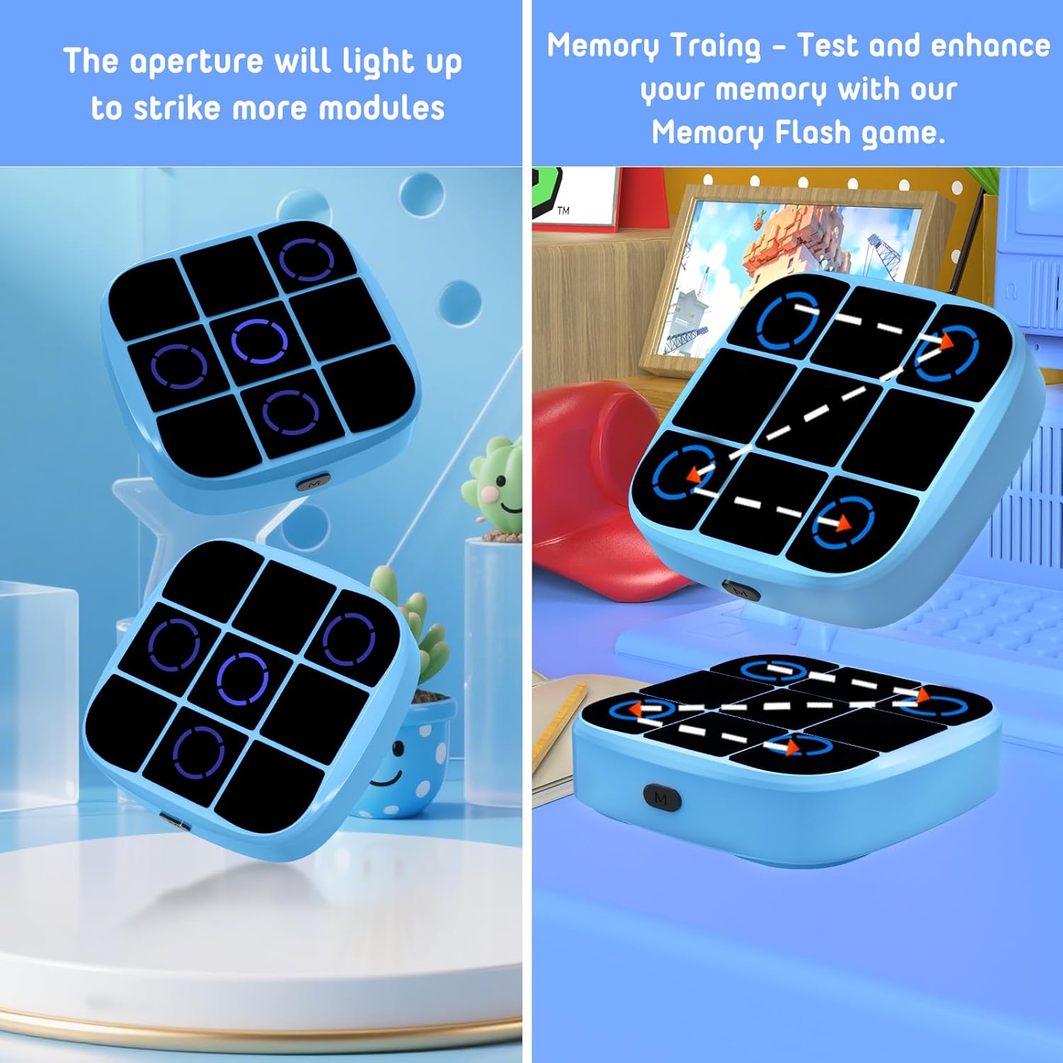 Tic-Tac-Toe Bolt Game, 4-in-1 Handheld Puzzle Games Console, Electronic Tic-Tac-Toe Game for Educational and Memory Growth, Portable Travel Games for Car Ride, Board Games for Kids and Adults (Blue) 5 71cMBnCS4TL. AC SL1500