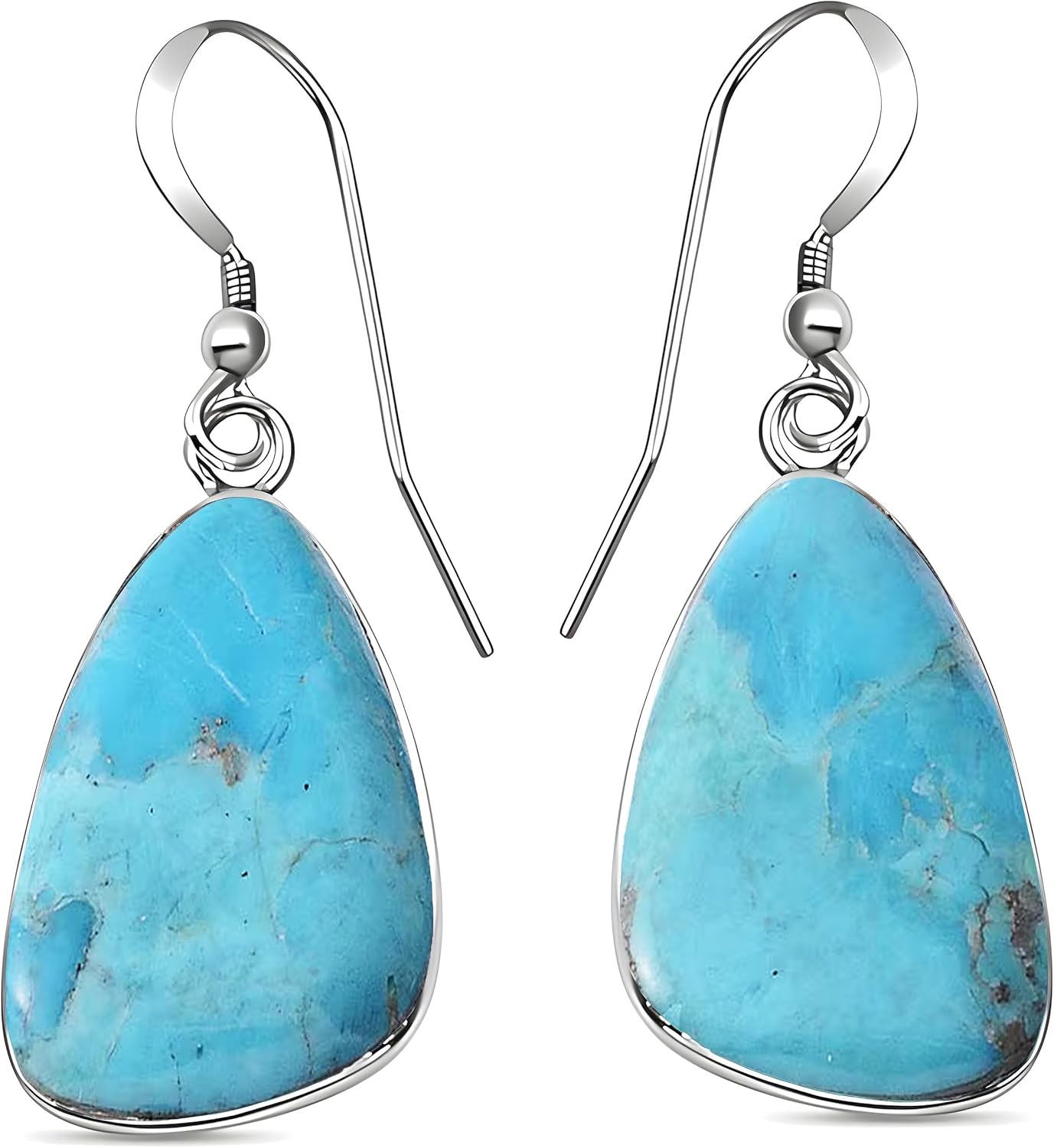 Western Turquoise Earrings for Women in 925 Sterling Silver Drop Dangle Earrings Fashion Boho Cowgirl Accessories Vintage Turquoise Jewelry for Women Gifts