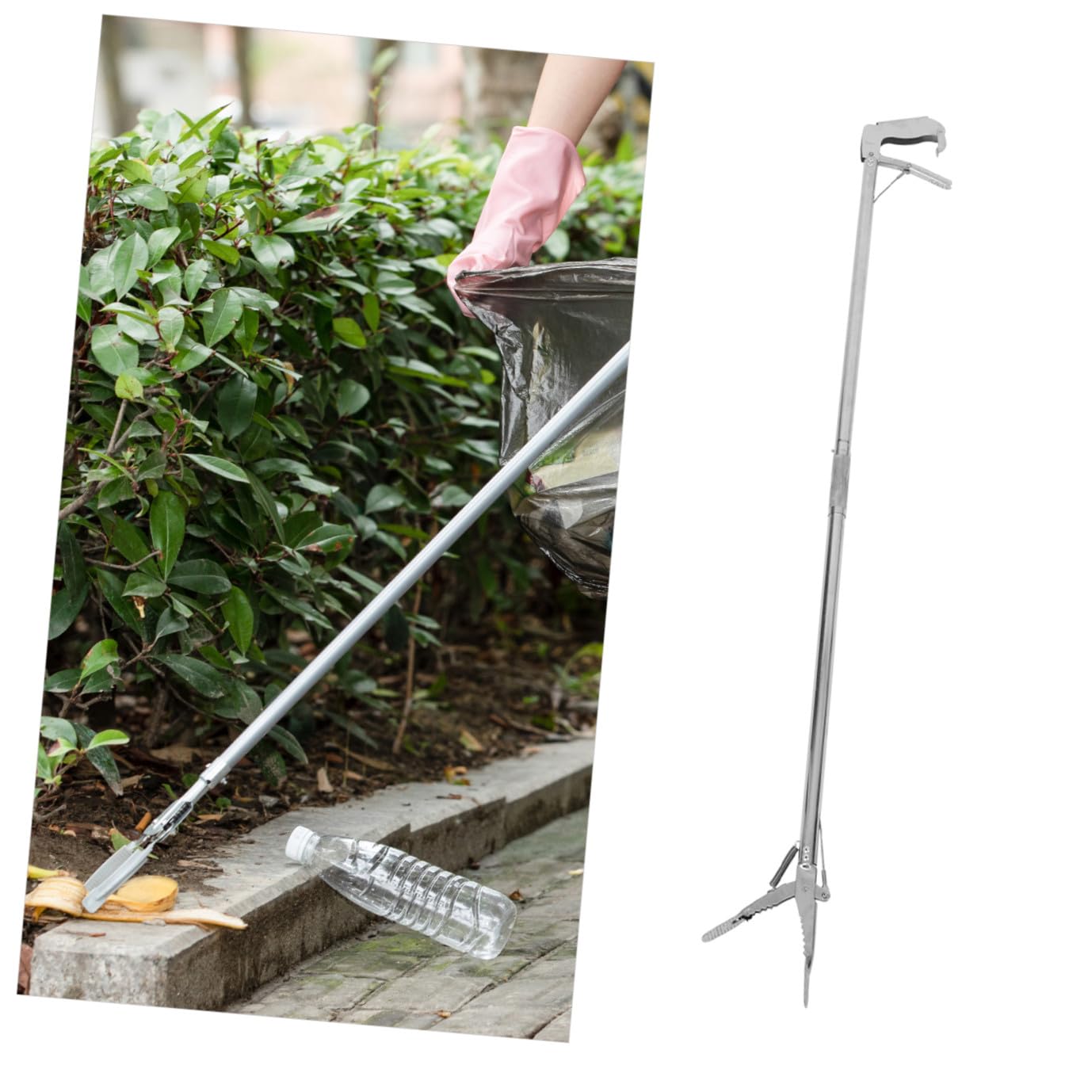 Pinza Plegable de Acero Inoxidable para Ancianos, Herramienta Multiusos Fácil Limpieza y Almacenamiento, Adecuado para Recoger Objetos Agarre Flexible