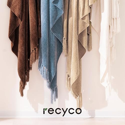 Miniatura 6 de RECYCO Manta Suave y Acogedora Manta de Chenilla con Flecos de Borlas para Sofá, Sillón, Silla, Cama, Sala de Estar, Regalo