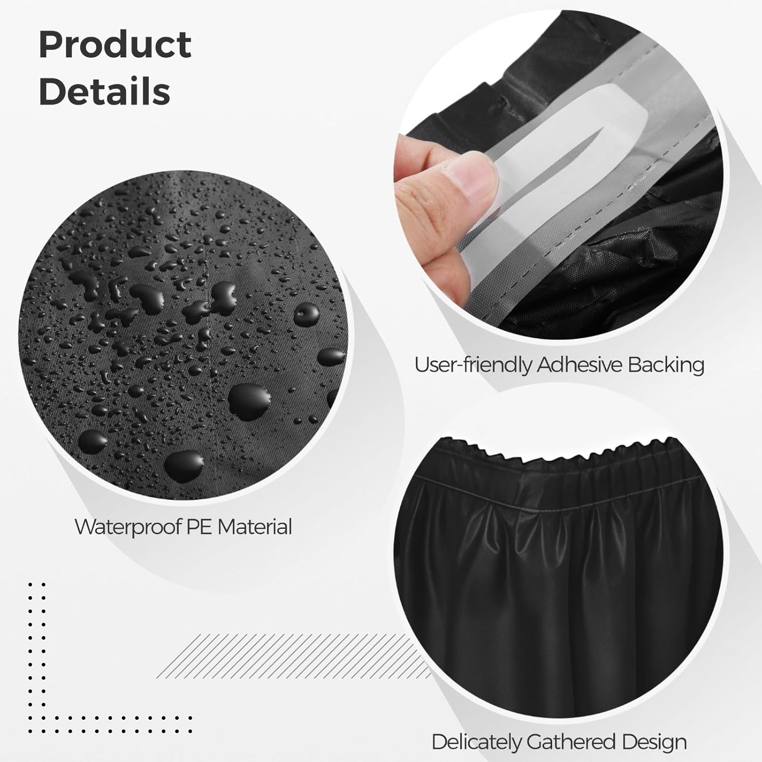 Black Table Skirts, Four Pack, 169.3 In, 28.7 In, Disposable, Adhesive, Events