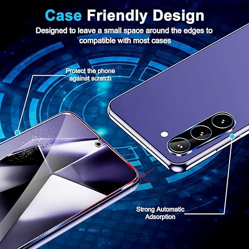 Miniatura 8 de Paquete de 3+3 Protector de pantalla para Samsung Galaxy S24, vidrio templado 9H, compatible con huellas dactilares ultrasónicas, compatible con