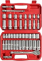 Vista 8 de Juego de 28 llaves de impacto de 1/4 de pulgada, SAE, profundo y poco profundo con junta universal, barra de extensión, llave de trinquete, soporte