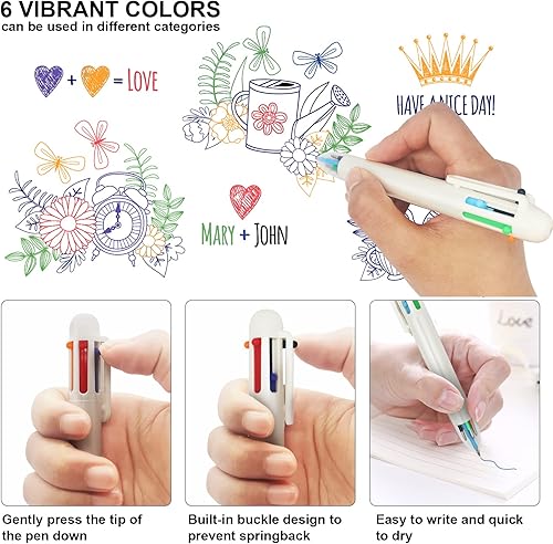 Miniatura 4 de Bolígrafo de color 6 en 1 para oficina y escuela, paquete de 24 (24 unidades, blanco)